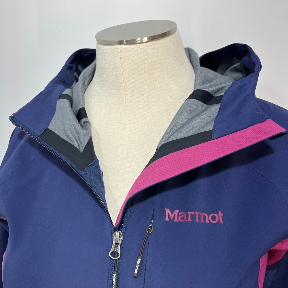 Marmot ROM 2.0 Waterproof Breathable Hooded Outdoor Navy & Pink Coat [size L] - Picture 11 of 11